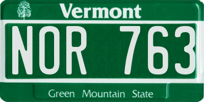 VT license plate NOR763