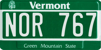 VT license plate NOR767