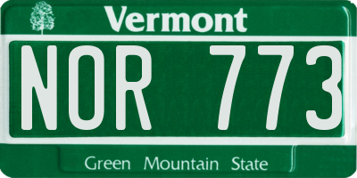VT license plate NOR773
