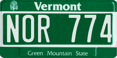 VT license plate NOR774
