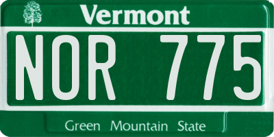 VT license plate NOR775
