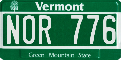 VT license plate NOR776