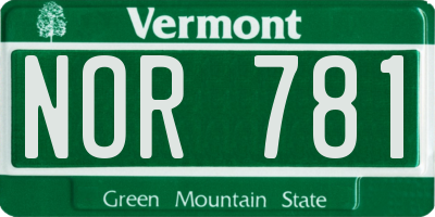 VT license plate NOR781