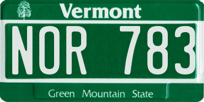 VT license plate NOR783