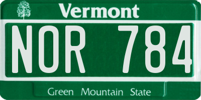 VT license plate NOR784