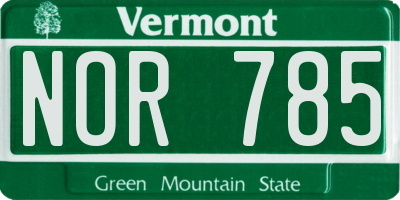 VT license plate NOR785