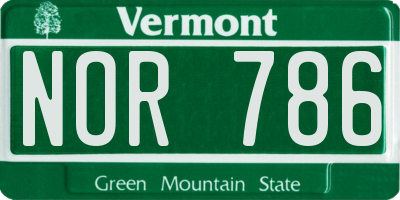 VT license plate NOR786