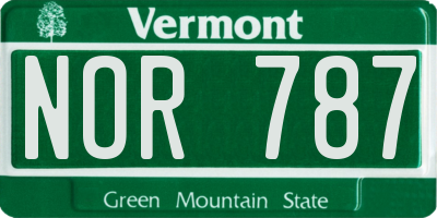 VT license plate NOR787