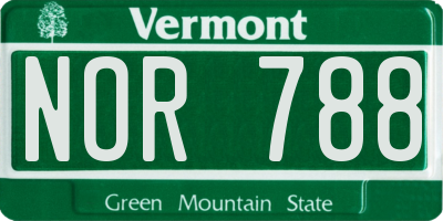 VT license plate NOR788