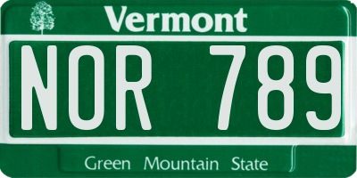 VT license plate NOR789