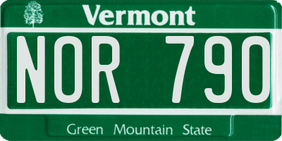 VT license plate NOR790