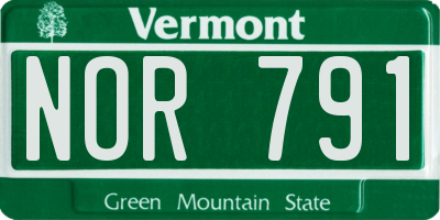 VT license plate NOR791