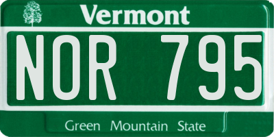 VT license plate NOR795