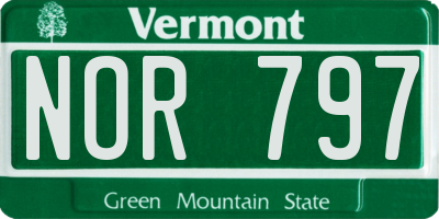 VT license plate NOR797