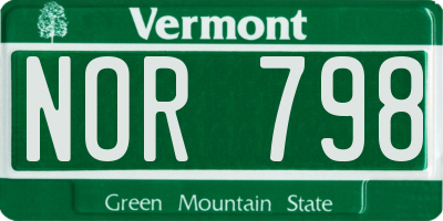 VT license plate NOR798