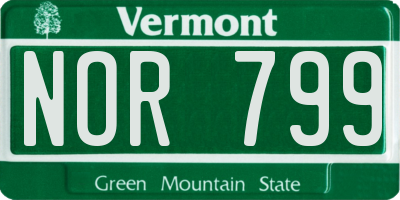 VT license plate NOR799