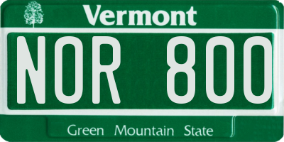 VT license plate NOR800