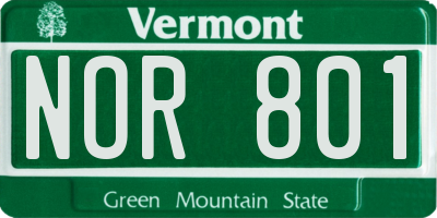 VT license plate NOR801