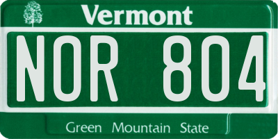 VT license plate NOR804
