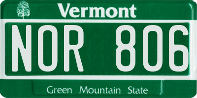 VT license plate NOR806