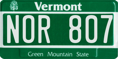 VT license plate NOR807