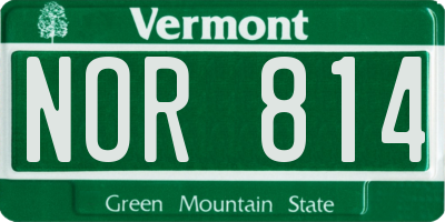 VT license plate NOR814