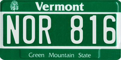 VT license plate NOR816