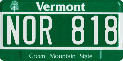 VT license plate NOR818