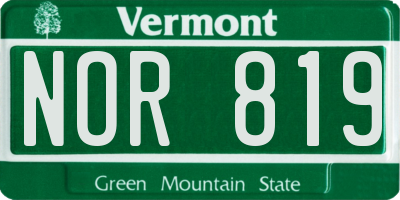 VT license plate NOR819