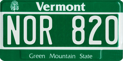 VT license plate NOR820