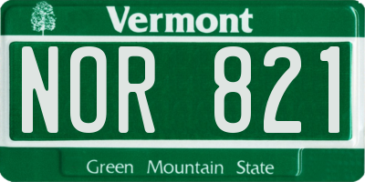 VT license plate NOR821