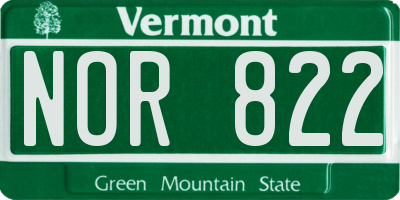 VT license plate NOR822