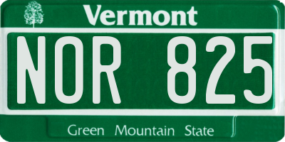 VT license plate NOR825