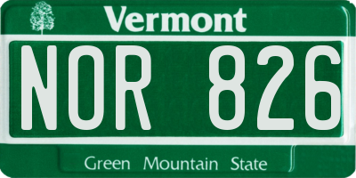VT license plate NOR826