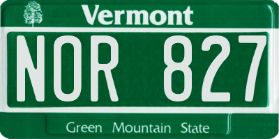 VT license plate NOR827