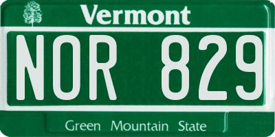VT license plate NOR829