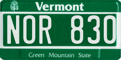 VT license plate NOR830