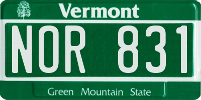 VT license plate NOR831