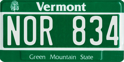 VT license plate NOR834