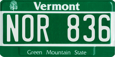 VT license plate NOR836