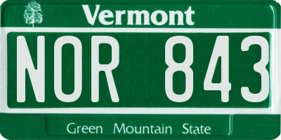 VT license plate NOR843