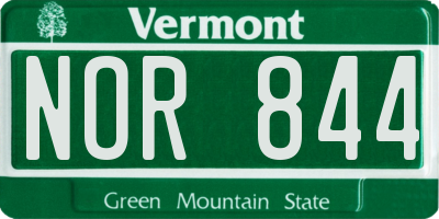 VT license plate NOR844