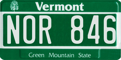 VT license plate NOR846