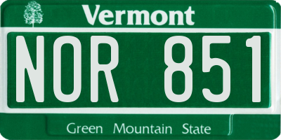VT license plate NOR851