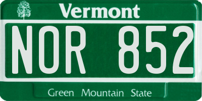VT license plate NOR852