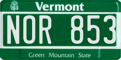 VT license plate NOR853