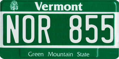 VT license plate NOR855