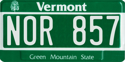 VT license plate NOR857