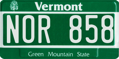 VT license plate NOR858