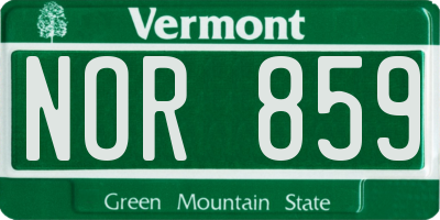 VT license plate NOR859